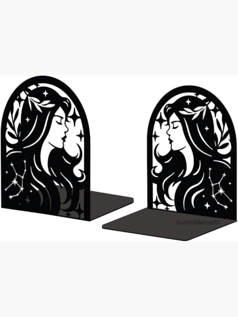 Heavy Duty Cast Iron Bookends, 5.3x4.3x6.3 Inches, Virgo Constellation Design